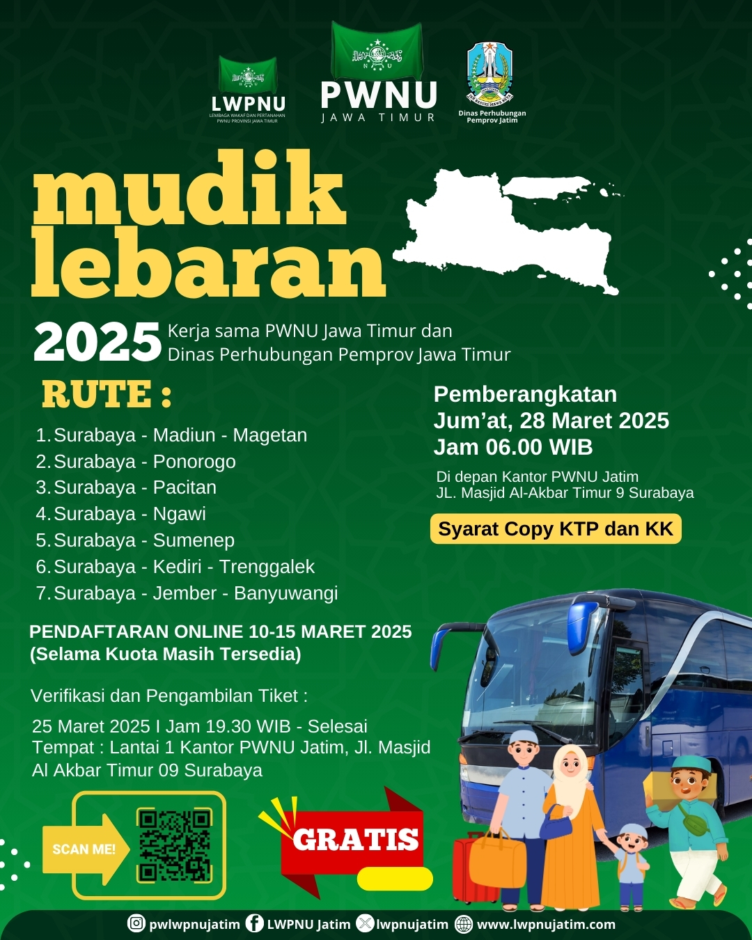 PWNU Jatim dan Dishub Gelar Mudik Gratis Lebaran 2025