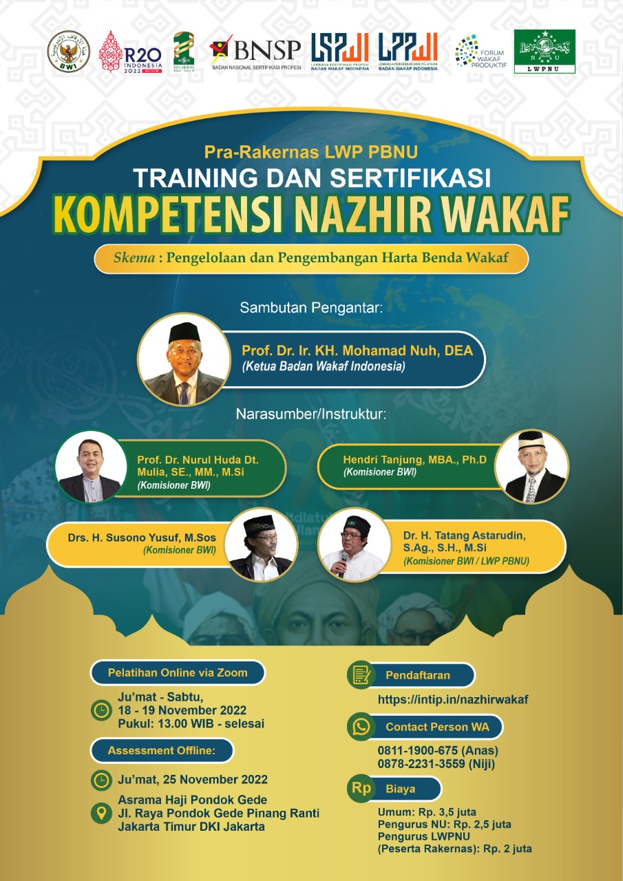 Training dan Sertifikasi Kompetensi Nazhir Wakaf PBNU