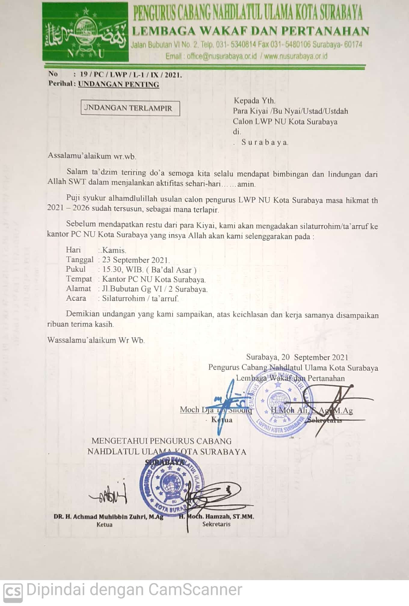 Silaturrohim Ta’aruf LWPNU Surabaya Periode 2021-2026